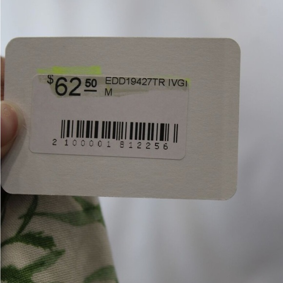 NWT En Creme Women's Ivory/Green Floral Front Button Halter Sundress - Picture 3 of 4